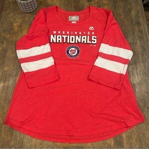 Women’s Washington Nationals 3/4 Sleeve T-Shirt XL New Without Tags Baseball Tee